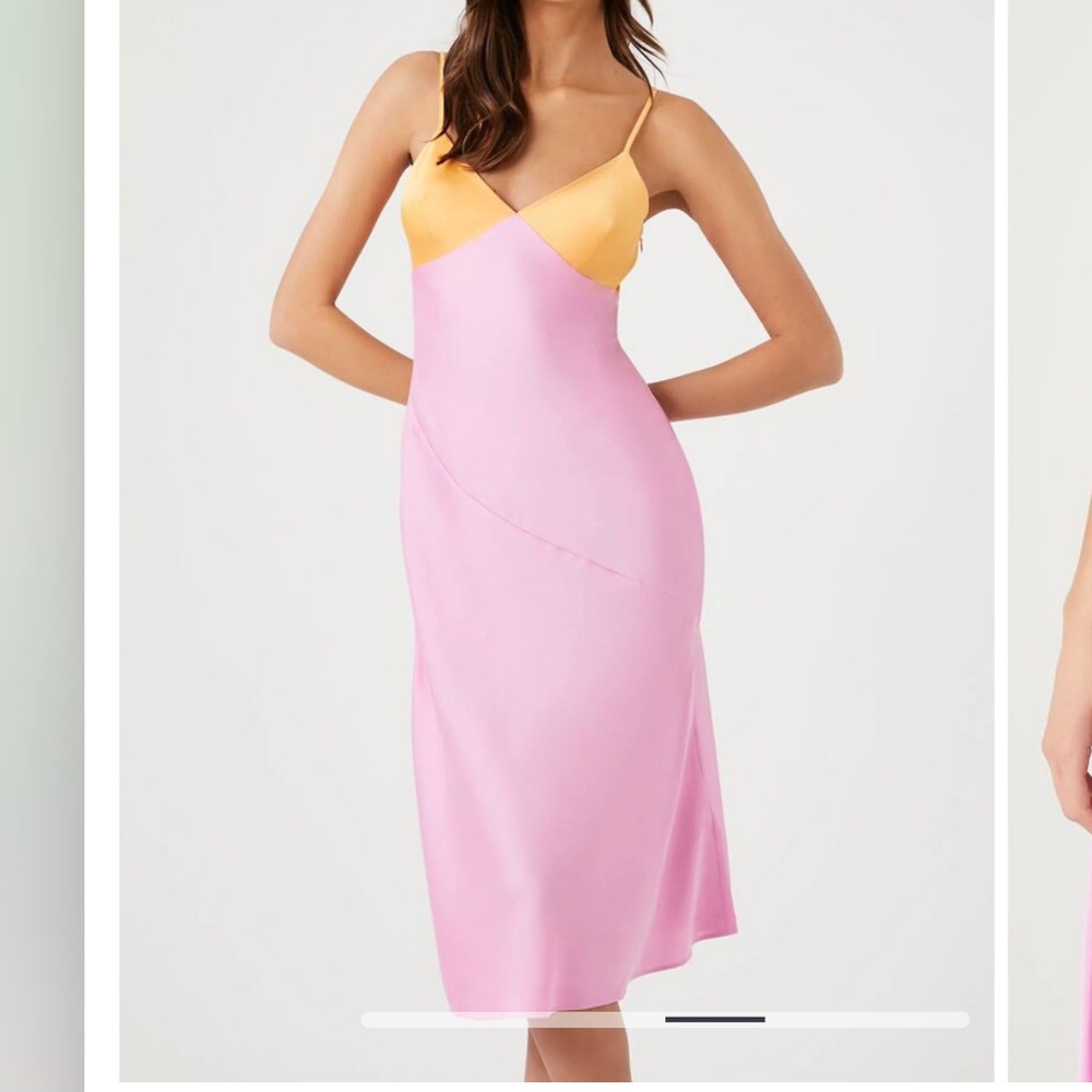 FOREVER 21 Colorblock Satin Slip Dress